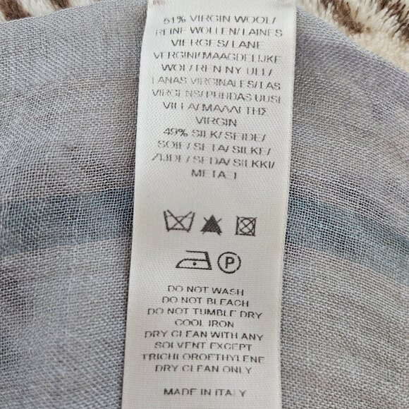 Burberry Linen Classic Checkered Lightweight Grey Wool & Silk Fringe Pashmina - Picture 7 of 8